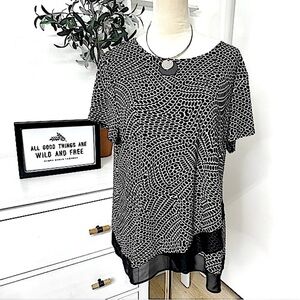 Dressbarn Ros & Ali Black and White Top Tunic Size XL